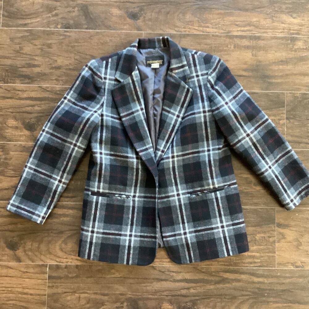 Requirements Wool Blend Plaid Blazer